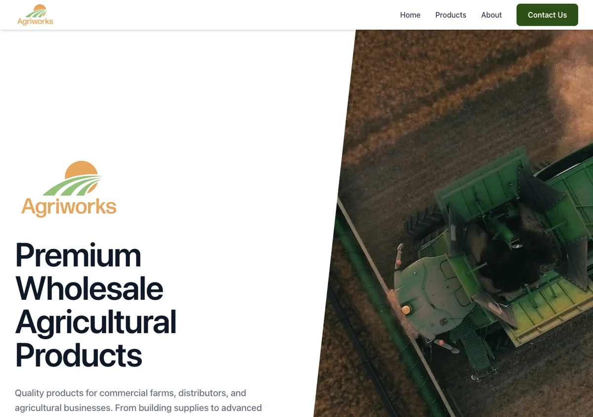 Agriworks agricultural wholesale e-commerce website built by Web Builder Pro
