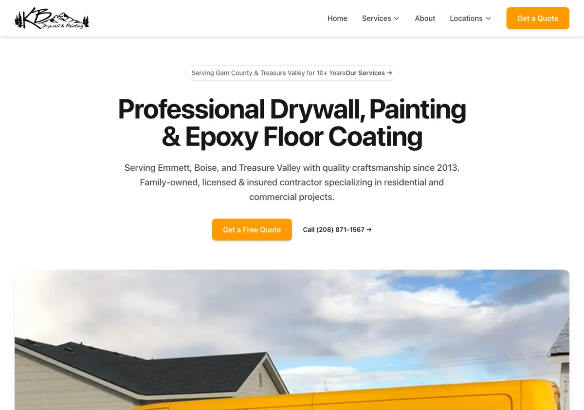Kyle Brown Drywall and Painting contractor website built by Web Builder Pro